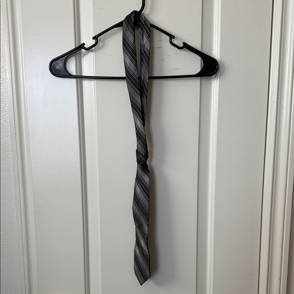 Elegant Black and Gray Striped Tie